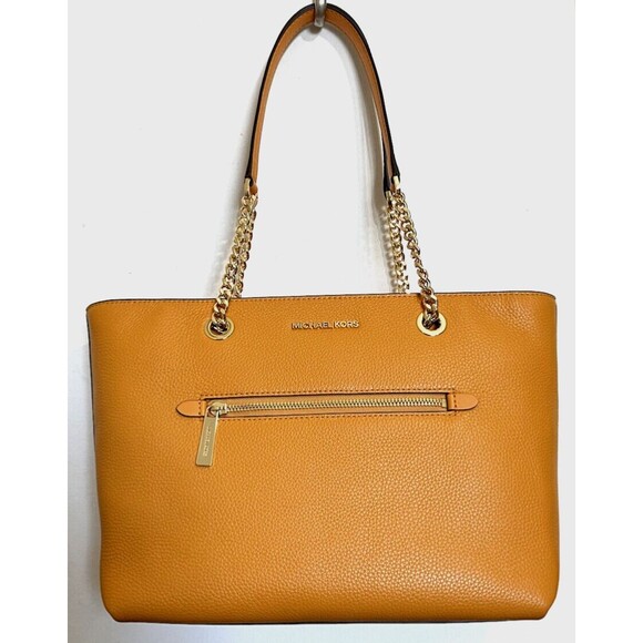 New Michael Kors Jet Set Medium Front Zip Chain Tote Pebble Leather Honeycomb - Picture 1 of 6